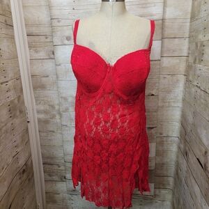 Plus Size Smart & Sexy Red Lace Babydoll